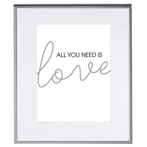 Hama Picture Frame 13 x 18 cm (Metal Photo Frame, Portrait Frame with Velvet Back Panel for Standing and Hanging) Silver
