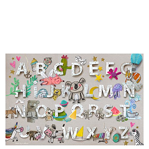 Laroom Bollato Children's ABC Rug Vinyl Antiliscante 100 x 133 cm Grey