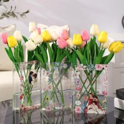 PORPAN Acrylic Book Vase for Flowers, Clear Book Flower Vase for Living Room/Bookshelf/Bedroom/Office Decor Aesthetic, Book Lovers Gifts, Set of 3