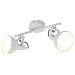 Briloner Leuchten 2049-026 Ceiling Light with 2 Rotating and Pivoting Spotlights in Retro / Vintage Design Metal 40 W White