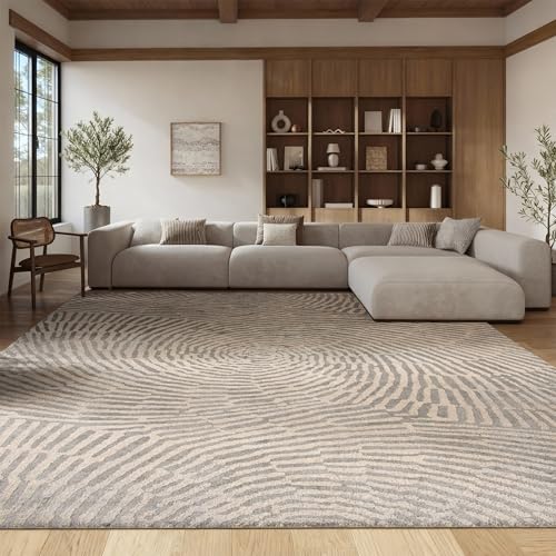Safavieh Modern Rug for Living Room, Dining Room, Bedroom - Meadow Collection, Short Pile, in Taupe, 240 x 300 cm