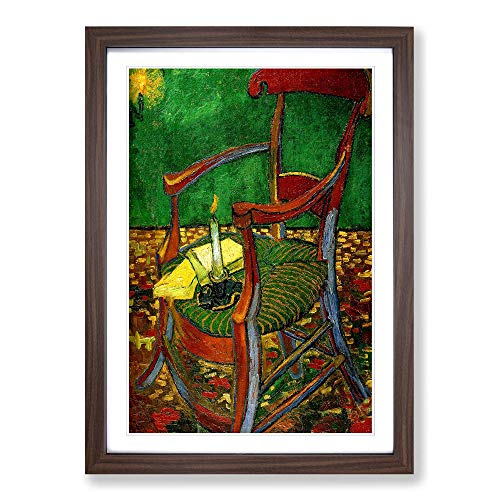 Vincent Van Gogh Gauguins Chair Framed Print - A2 Walnut Framed Wall Art - Ready to Hang - Modern Historical Picture - Living Room Bedroom Lounge Office
