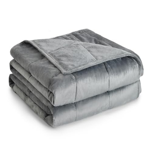 Topblan Weighted Blanket Queen Size 15lbs, Adult Weighted Blankets with Soft Warm Fabric for Sleeping and Calming, Adult Heavy Blanket for Sofa Bed, Grey, 60 x 80 inches