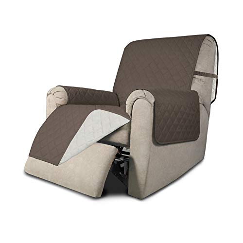 Easy-Going Recliner Sofa Slipcover Reversible Sofa Cover Water Resistant Couch Cover Furniture Protector with Elastic Straps for Pets Kids Children Dog Cat (Recliner, Taupe/Ivory)