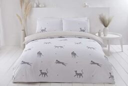 Rapport Home Sustainable Single Duvet Cover Set – Eco-Friendly Reversible Leopard Print White Bedding Set, Soft Easy Care Fabric, Stylish and Durable 3-Piece Quilt Cover