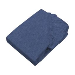 SETEX Flannelette Fitted Sheet Melange, 200 x 200 cm Fitted Sheet, Approx. 90% Cotton/Approx. 10% Polyester, Flat Sheet in Navy Blue