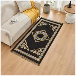 GC GAVENO CAVAILIA Runner Rugs Living Room - Greek Key Area Rugs Large For Bedroom Indoor Hallway, Office - Water Absorbent Washable Floor Mat Polyester Fluffy Non Slip Rug, 190x270Cm, Black