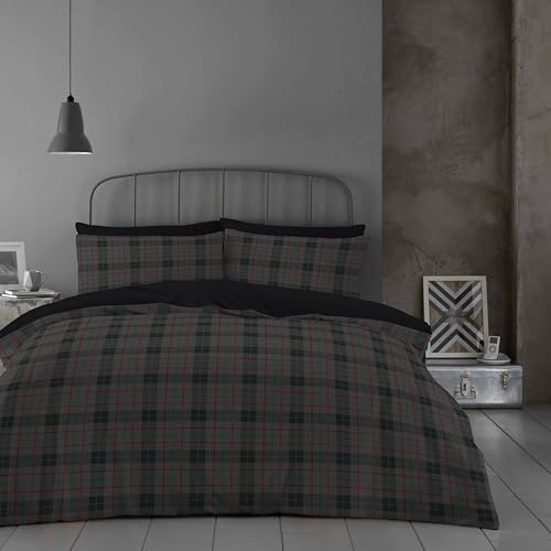 GC GAVENO CAVAILIA 4-Piece Complete Charcoal Bedding Sets King Size - Duvet Cover King Size, Fitted Sheet With 1x Pillow Case - Breathable & Lightweight Soft Reversible Quilt Covers Bed Set