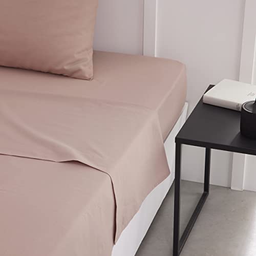 Single Flat Sheet 180 x 290 cm Cotton Sand Pink