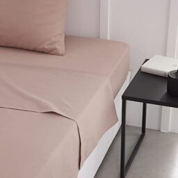 Single Flat Sheet 180 x 290 cm Cotton Sand Pink