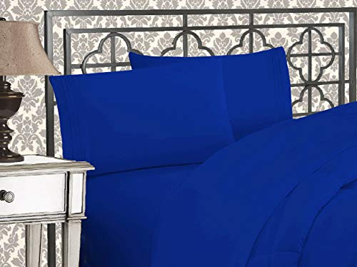 Elegant Comfort 1500 Thread Count Egyptian Quality 4-Piece Bed Sheet Sets with Deep Pockets, Queen, Royal Blue