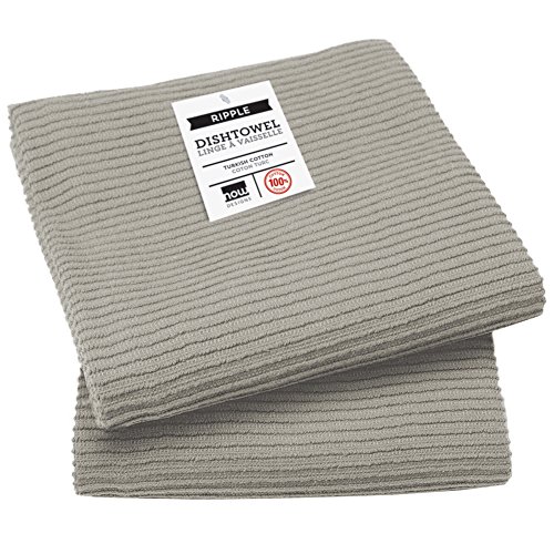 Now Designs 197422aa Ripple Kitchen Towel, Set of 2, London Grey