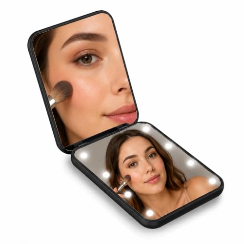 JADUFHU Compact Mirror, 1X 2X Dual Sided, Magnifying Mirror, Travel Mirror