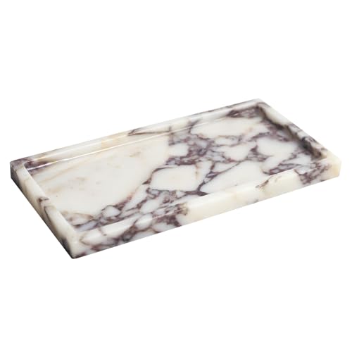 FutureStone 100% Natural Luxury Calaccata Viola Marble Small Hand Towel Tray Holder Organizer, Makeup Bathroom Holder