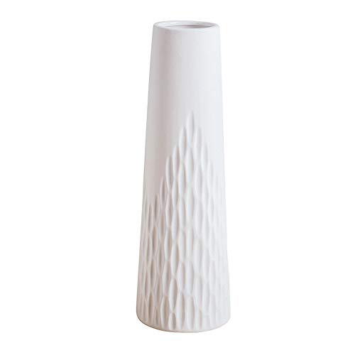 VanEnjoy 10 inch Desktop Minimalist White Ceramic Vases Home Office Decoration, Unique Speckle Finish Vase