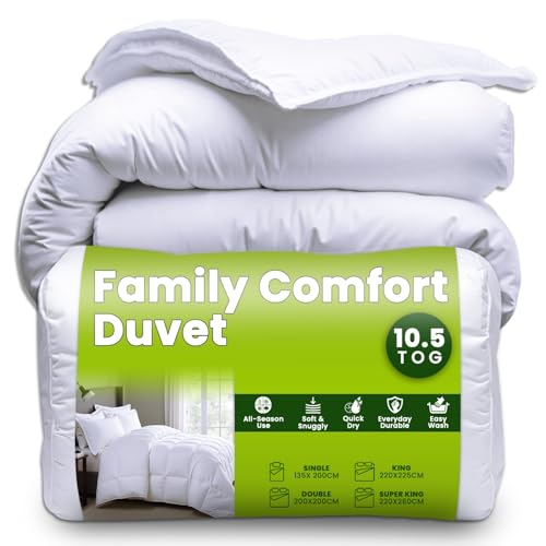 GC GAVENO CAVAILIA Deep Sleep Super King Size Duvet 10.5 Tog - Box Stitched Warm Quilt Comforter (220x260 cm) - Soft Touch Anti Allergy Bedding - Luxury Superking Duvets & Quilts - White