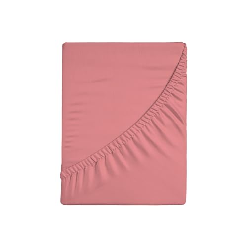 Zer0bed, Fitted Sheet with Corners, Plain Colour, 100% Cotton, 30 cm Maxi Angle, 1 and a Quarter, Mauve, 130 x 200 cm