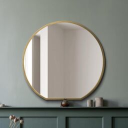 "The Circulus - Black Framed Flat Bottom Circular Garden Wall Mirror - Perfect for the Mantle! 50"" X 47"" (126CM X 120CM)"