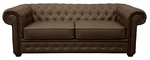 Chesterfield Style Venus Sofa 3 Seater 2 Seater Armchair Brown Faux Leather (2 Seater)
