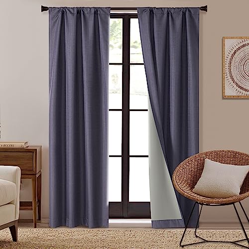 "Dearfoams Energy Efficient Total Blackout Curtain Window Panel Set of 2, 37"" x 84"" Navy"