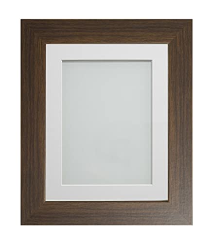 Frame Company Watson Brown Picture Photo Frame fitted with Perspex, 14x11 inch with Off-White Mount for image size A4