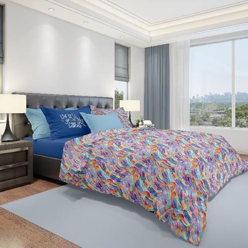 Homemania Canvas Bedding – Single – with Fitted, Sheet and Pillowcase – Multi-Coloured Cotton, 150 x 280 cm, Multicolored