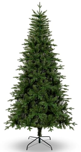 Uten 6ft Artificial Christmas Tree, with Realistic PE Leaves Artificial Indoor Home Xmas Tree Decoration, 628 Natural Looking PE & PVC Tips, Hinged Branches, Metal Stand, 2 Styles Branches, Reusable