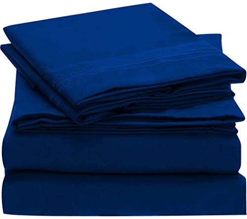ComfyWell Single Duvet Set - Plain Duvet Cover Sets Bedding Quilt Cover Single Size Bed with 1 Pillowcases Zipper Closure-Ultra Soft Brushed Microfiber.(Single(135x200cm), Navy Blue)
