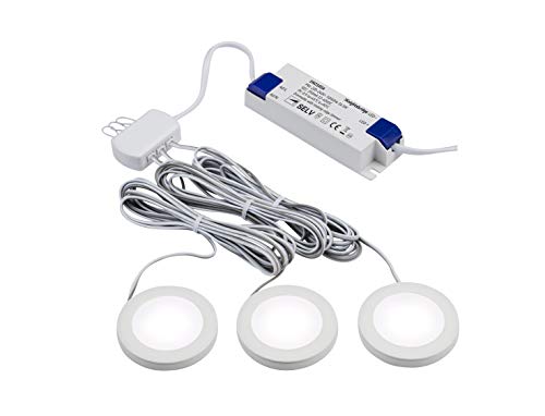 Knightsbridge Pack of 3 Cool White LED Dimmable Under Cabinet Lights in White