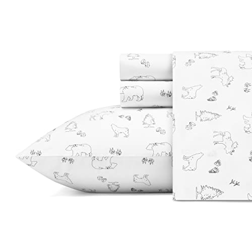 Eddie Bauer - Twin XL Sheets, Cotton Percale Bedding Set, Crisp & Cool Home Decor (Animal Tracks, Twin XL)