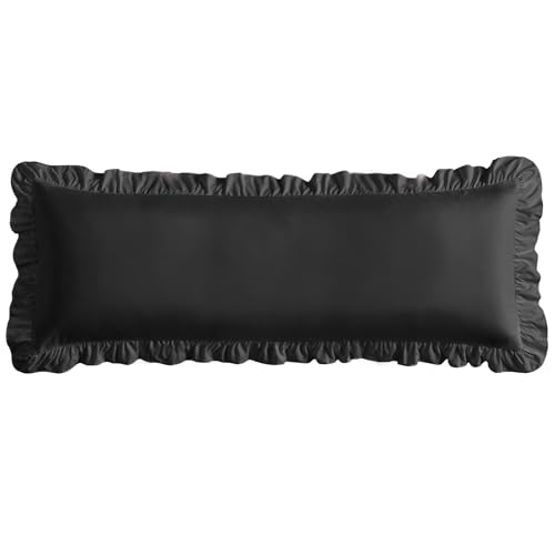 "Cobedzy Ruffled Pillow Cases, Black, Body 20""x54"", Set of 1 - Pillow Shams Brushed Microfiber Edge Ruffled Soft Pillow Cover with Envelope Closure for Bedding Decor"