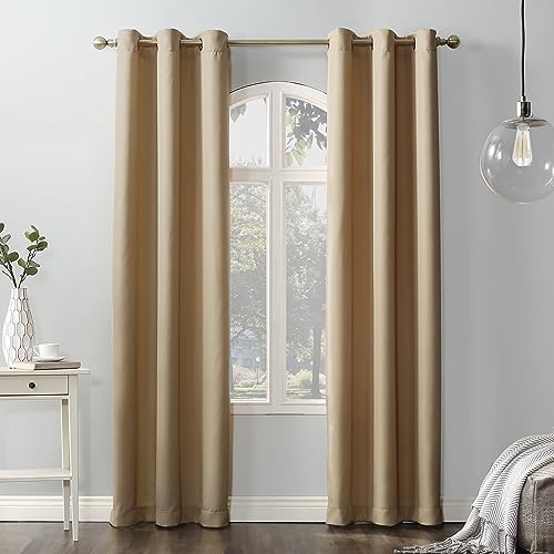 "No. 918 Montego 2-Pack Casual Textured Semi-Sheer Grommet Curtain Panel Pair, 48"" x 95"", Taupe"