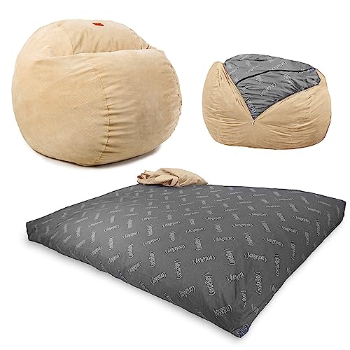 CordaRoy's - Khaki Corduroy Convertible Bean Bag Chair - Full