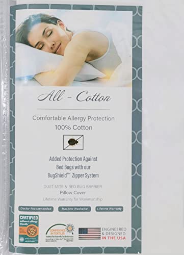 National Allergy Pillow Encasement, Cotton, White, 20 x 20