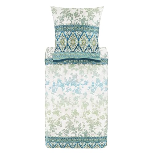 Bassetti Agrigento 9325850 Bed Linen + 1 Pillowcase 100% Cotton Satin Olive Green V1 Dimensions: 155 x 220 cm + 1 K 80 x 80 cm