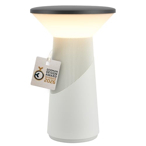 BRILONER - Pilia Rechargeable LED Table Lamp, Stepless Touch Dimmer, IP44, USB-C Charging, Night Light, Bedside Lamps, Battery Lamp, German Design Award Winner 2026, 15x24 cm, Light Grey Anthracite