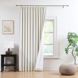 "WEST LAKE Extra Long Natural Bailey Pinch Pleated Blackout Curtains - Modern Linen Blend Drapes with Backtabs Hooks,Thermal Insulated Window Treatment for Bedroom Living Room,60""Wx108""Lx1"