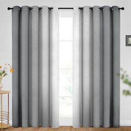 SimpleHome Ombre Room Darkening Curtains for Bedroom, Gradient Grey to Gray White Light Blocking Thermal Insulated Grommet Window Curtains/Drapes for Living Room,2 Panels, 62x84 inches Length