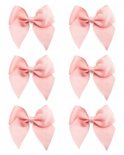 Italian Options Large Grosgrain Ribbon Bows, Self-Adhesive Fabric Bow Decorations for Gift Wrapping, Hampers, Christmas, Hair Bows, Crafts, Cakes, Crafting Accessories, Pale Pink, 6 Pack, 10 cm