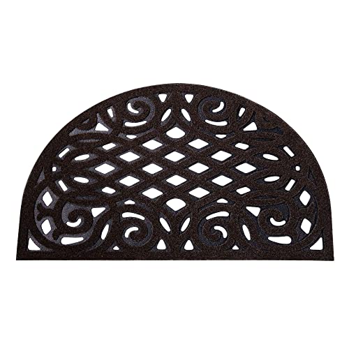 Nicoman Outdoor Doormat Decorative Stair Mats Heavy Duty Drainage Dirt Trapper Porch Rubber Skid Proof Anti Slip - (Half-Moon, Chocolate, 75 x 44cm)