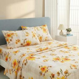 JSD Floral Printed Sheet Set Queen, 4 Piece Soft Brushed Microfiber Sheets Deep Pocket