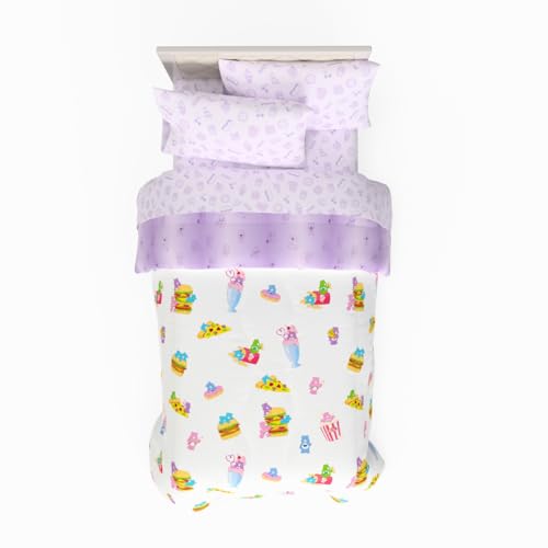 Care Bears Food Snacks 5 Piece Super Soft Cozy Reversible Comforter and Sheet Set with Sham, Twin, (Officially Licensed Product) By Franco Collectibles