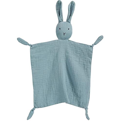 PEIPEIWU Organic Cotton Muslin Lovey Blanket, Organic Cotton Muslin Bunny Security Blanket Soft & Breathable Lovie Baby Gifts for Boys and Girls