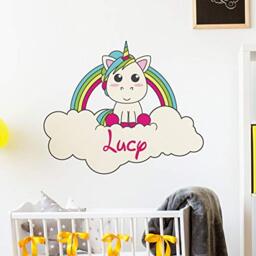 Personalised Name Stickers - Personalised Name Sticker – Children's Room Wall Decoration - 2 Sheets of 30 x 35 cm and 40 x 25 cm – Multi-Coloured