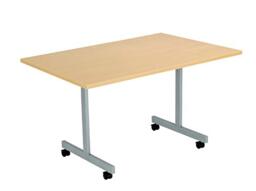 Office Hippo Office Table, Sturdy & Stylish Tilting Table Desk, Work Table For Home Office, Versatile Computer Table For Meeting Room or Boardroom, 5 Year Guarantee - Oak/Silver