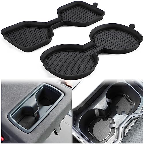 Auovo 3D Cup Holder Inserts Coaster Compatible with Toyota RAV4 Accessories 2024 2023 2022 2021 2020 2019 Silicone Cup Mat Pad Interior Decoration (Black Trim, 2-pcs kit)