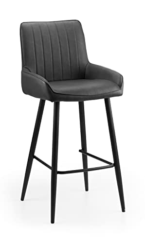 Julian Bowen Soho Bar Stool, Faux Leather, Black - H108 x W48 x D57cm