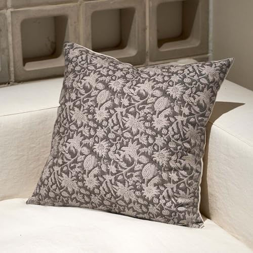 Amor Virisso Throw Pillow Covers 20x20 Floral Block Print Farmhouse Neutral Decorative Accent Throw Pillows 1PC, Light Taupe