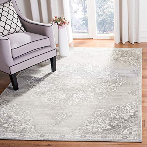 SAFAVIEH Traditional Rug for Living Room, Dining Room, Bedroom - Brentwood Collection, Short Pile, in Grey and Ivory, 183 X 274 cm