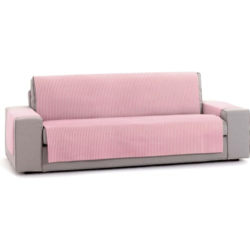 ECOMMERC3 - Universal Sofa Cover with Elastic Bands Size 3 Seater ??? Adjustable Sofa Cover Ecru/Pink, Protection of Back, Seat and Arms Easy and Versatile Renewal